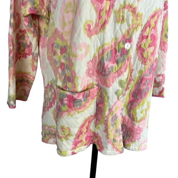 Vintage women’s quilted paisley button up acetate jacket SZ‎ S - Picture 2 of 10